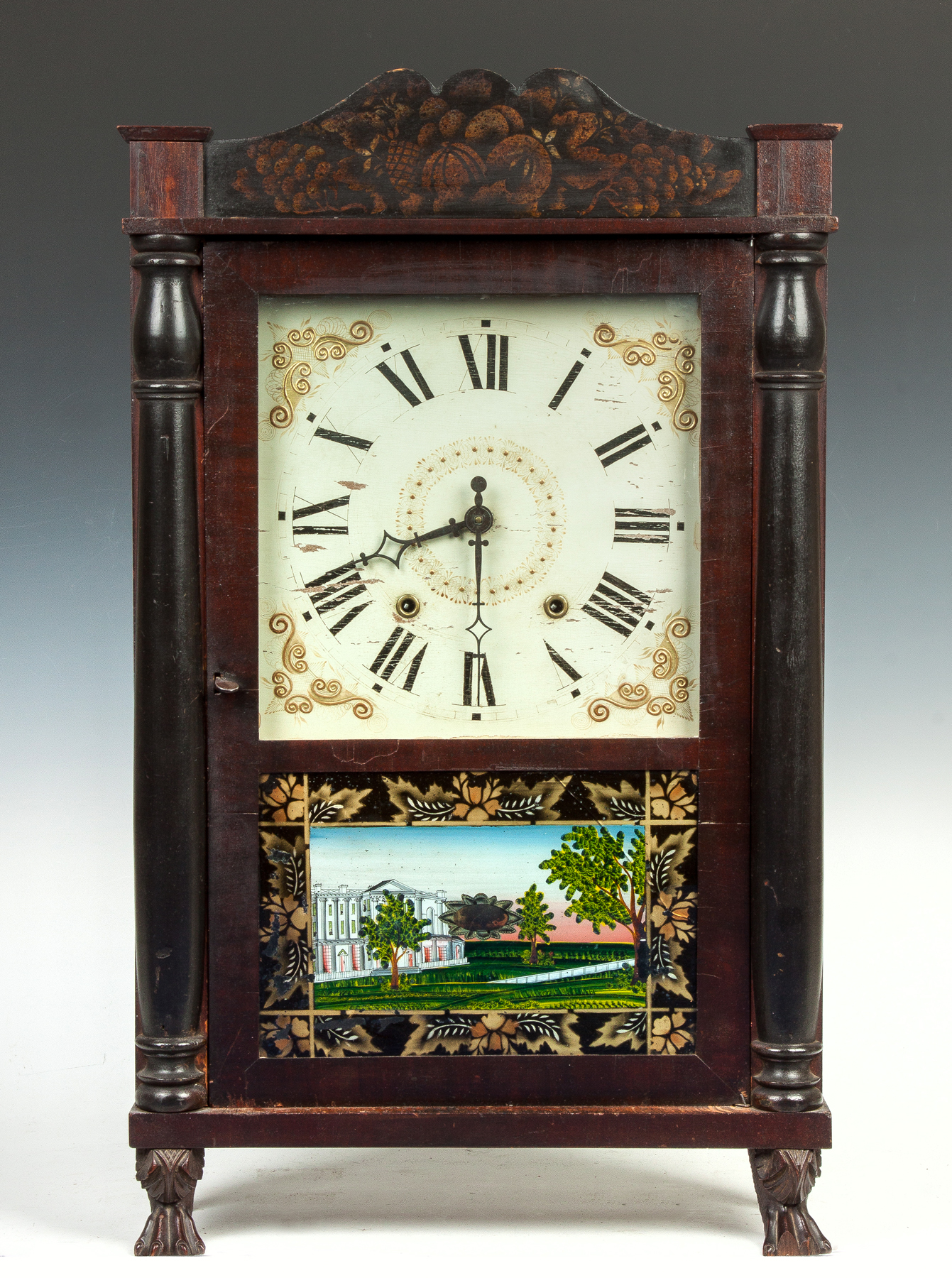 Appraisal: Unusual Mark Lane Shelf Clock Southington CT Mahogany case with