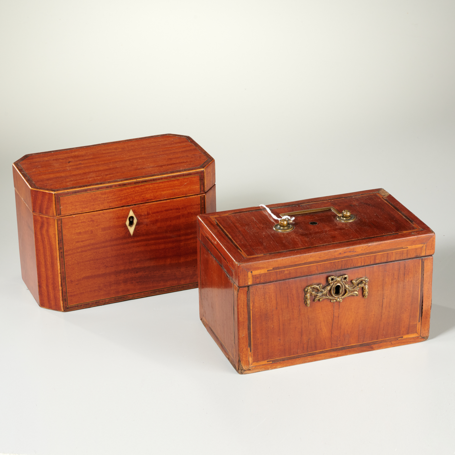 Appraisal: GEORGIAN INLAID TEA CADDIES th c English incl a period