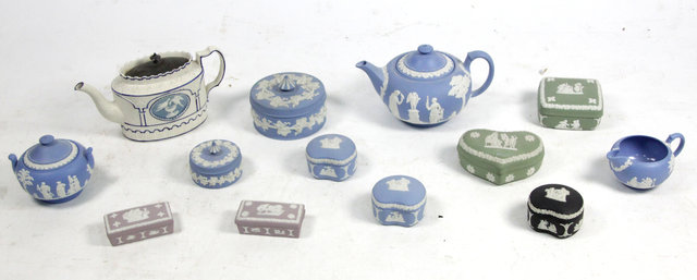 Appraisal: A collection of jasper ware including teapot and cover and