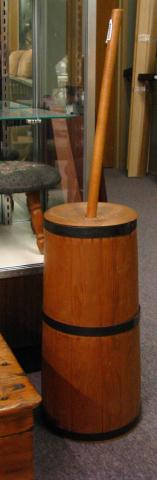 Appraisal: Antique Butter Churn with metal banding '' high