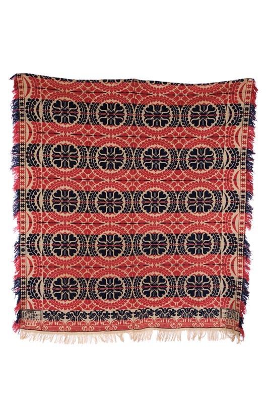 Appraisal: OHIO JACQUARD COVERLET Jacob Snyder Stark County wool and cotton