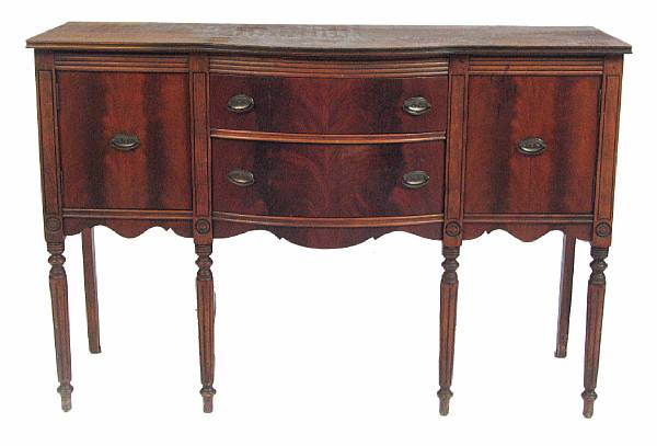 Appraisal: A Hepplewhite style flame mahogany sideboard height in width ft