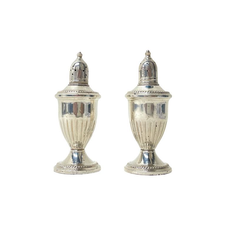 Appraisal: Vintage Sterling Silver Salt and Pepper Shakers Sterling Silver Salt