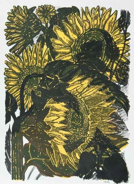 Appraisal: John Bratby - Sunflowers II lithograph printed in colours signed