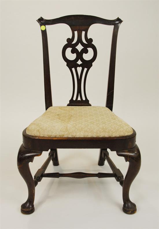 Appraisal: TRANSITIONAL QUEEN ANN CHIPPENDALE MAHOGANY DINING CHAIR circa