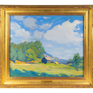 Appraisal: Margaret Patterson American - Cottage on Sunny Hillside oil on