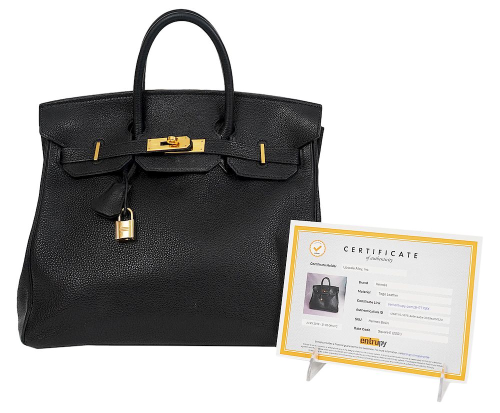 Appraisal: Hermes Birkin cm Noir Togo Leather Bag Hermes Birkin cm