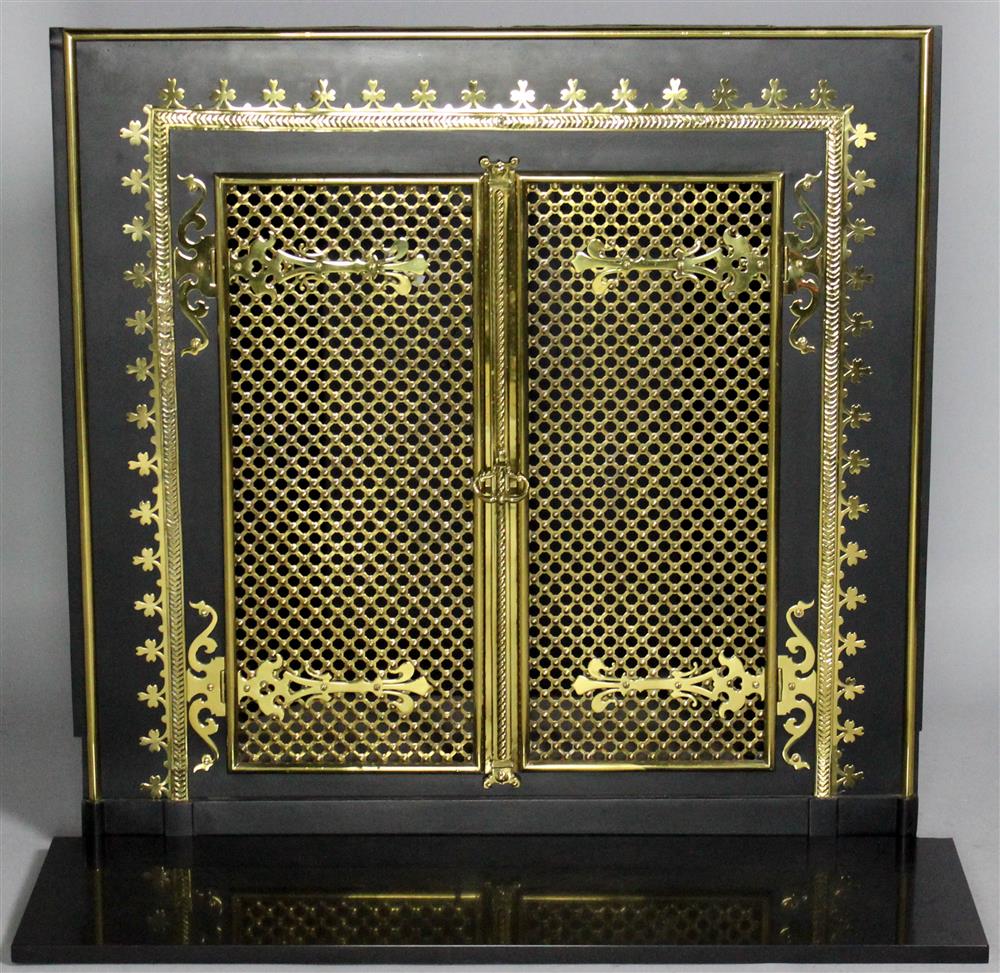 Appraisal: VICTORIAN BRASS AND BLACK PAINTED METAL FIREPLACE SURROUND - h