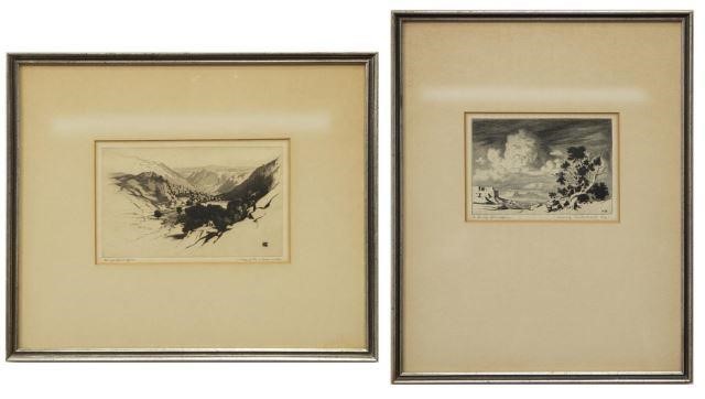 Appraisal: lot of Framed etchings on paper each signed in print