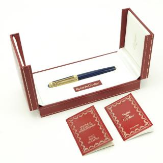 Appraisal: Cartier Pasha Gold Plate and Blue Lapis Lacquer Ballpoint Pen