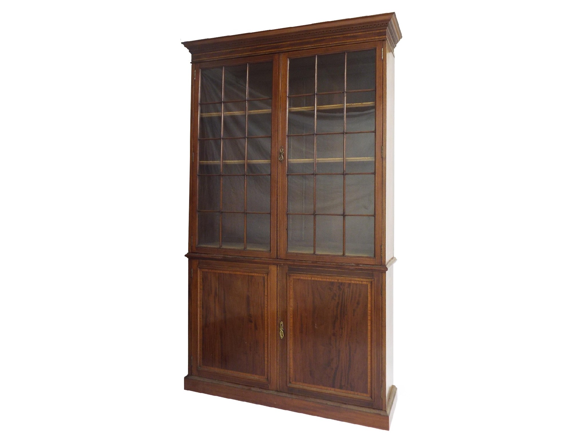 Appraisal: Large Edwardian mahogany library bookcase the twin astragal glazed panelled