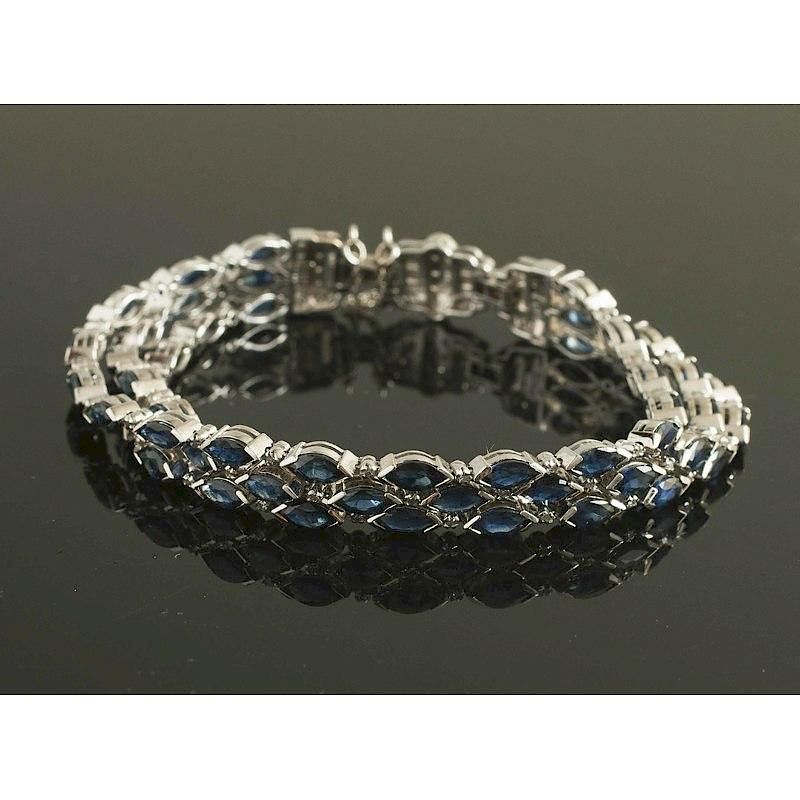 Appraisal: Sapphire Diamond k White Gold Bracelet k white gold bracelet