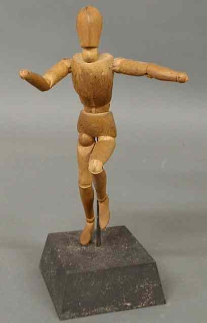 Appraisal: Articulated carved wood artist's model As found h