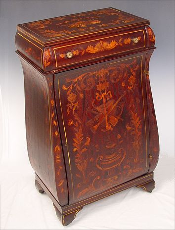 Appraisal: RJ HORNER MARQUETRY INLAY MUSIC CABINET Original RJ Horner tag