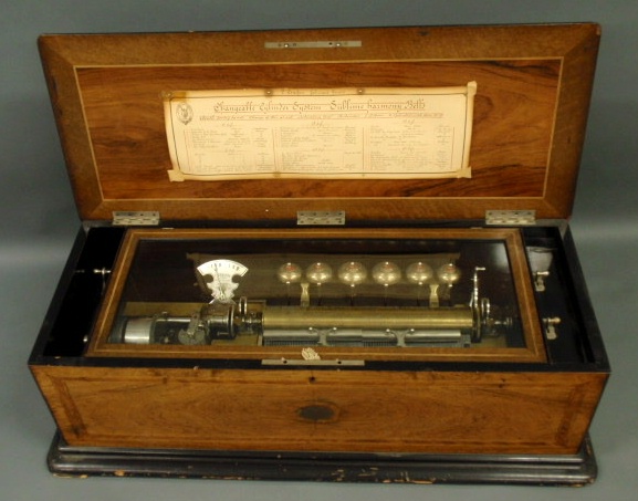 Appraisal: Swiss music box by F Conchon Geneva six cylinders six