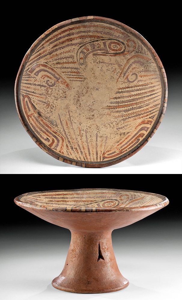 Appraisal: Panamanian Cocle Polychrome Pedestal Dish w Saurians Pre-Columbian Central America