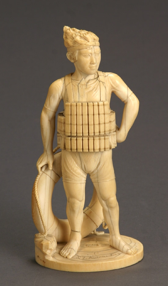 Appraisal: Japanese Ivory Okimono of a Pearl Diver Signed Meiji-Taisho Period