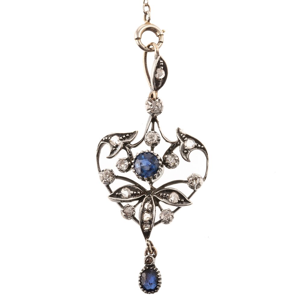 Appraisal: An Edwardian Sapphire Diamond Pendant in K K white gold