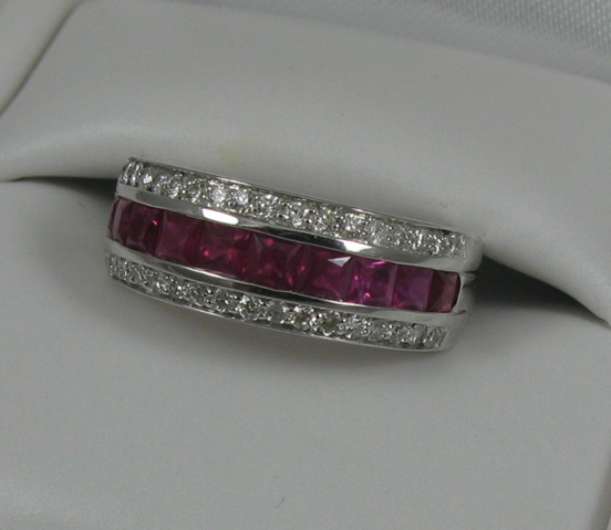 Appraisal: RUBY DIAMOND AND FOURTEEN KARAT WHITE GOLD RING set with