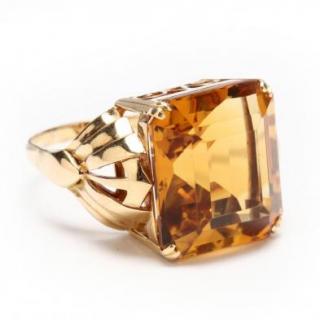 Appraisal: KT Citrine Ring with one prong set square faceted cut