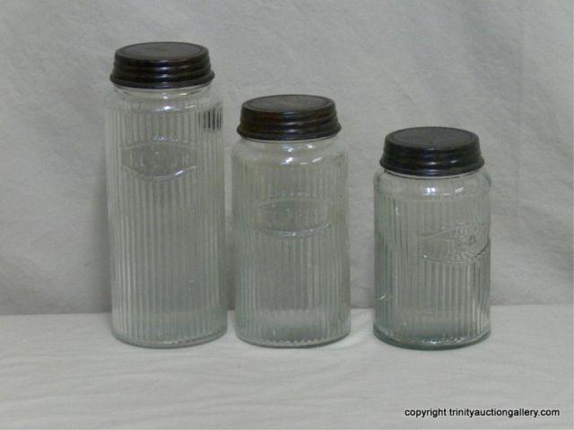 Appraisal: Vintage Style Ribbed Canister Jar Set - For kitchen Use-