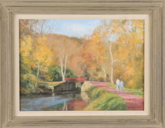 Appraisal: Along the Canal Towpath Lumberville Pennsylvania oil on canvas board