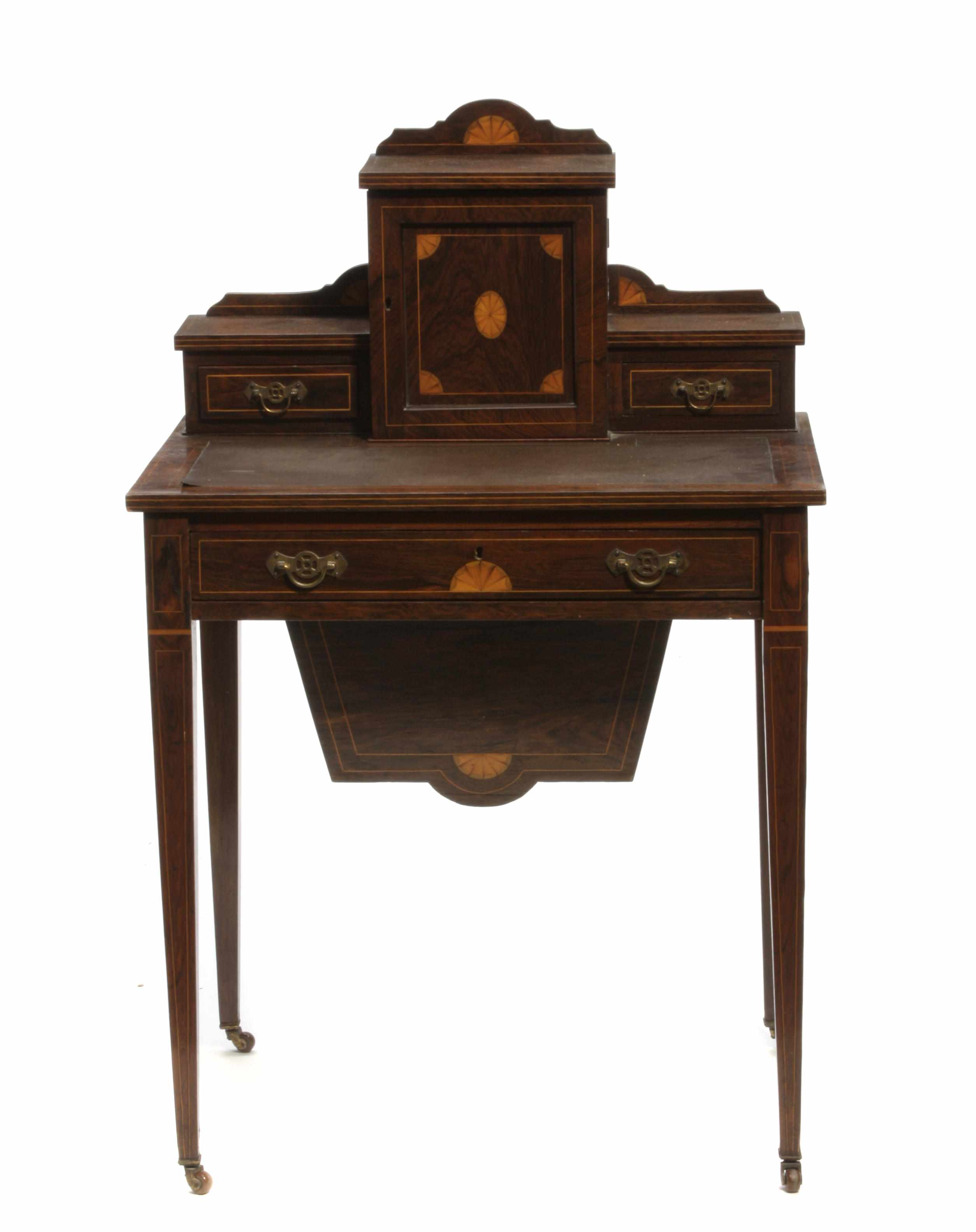 Appraisal: An Edwardian inlaid rosewood work table circa height in width