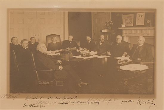 Appraisal: ROOSEVELT THEODORE AND HIS CABINET Large Photograph Signed by him