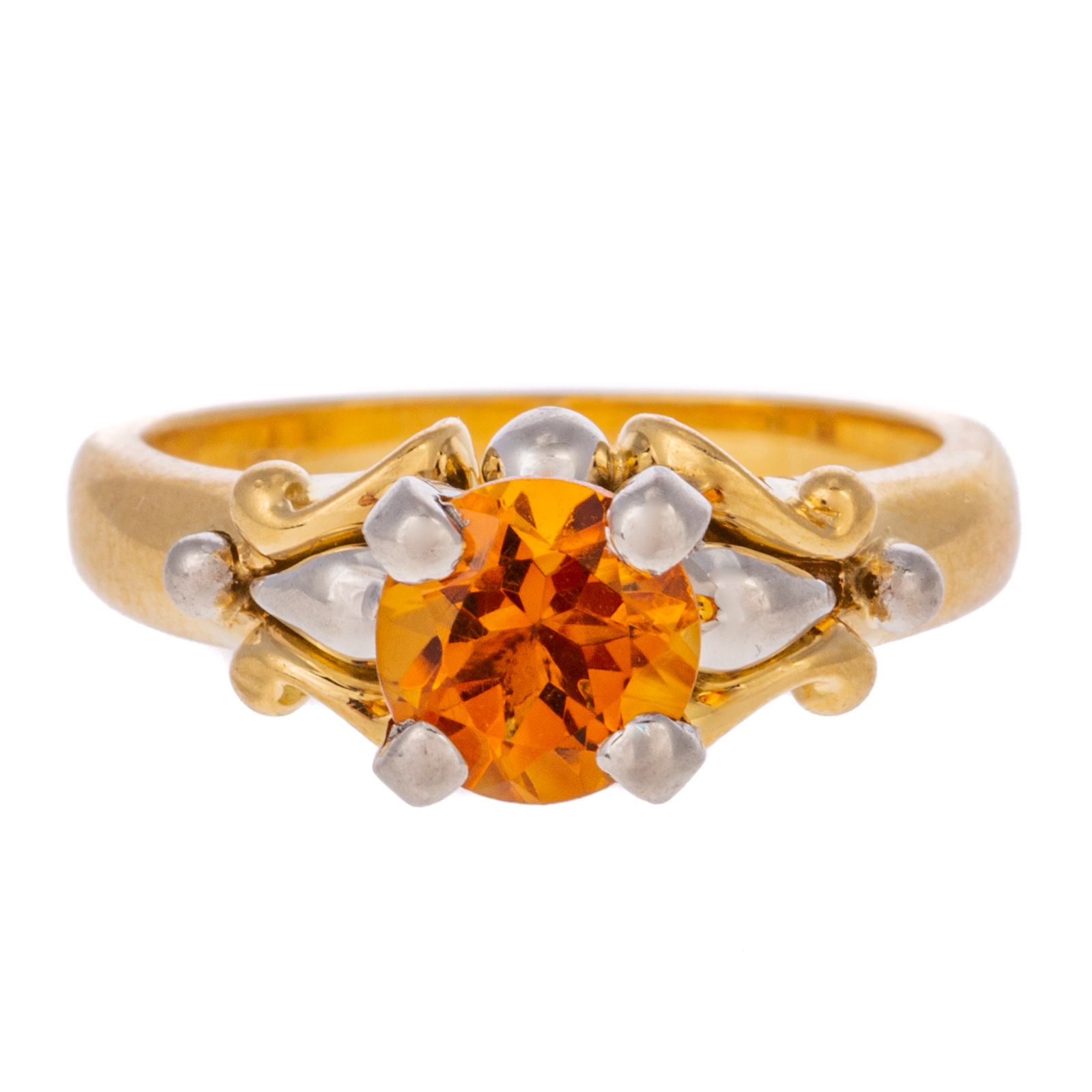 Appraisal: A CITRINE RING IN K PLATINUM K yellow gold and