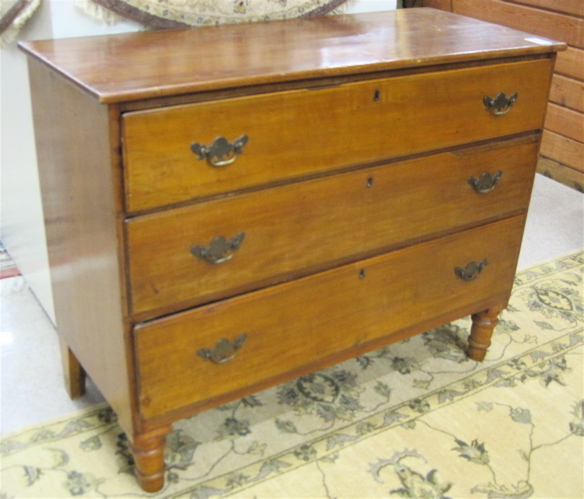 Appraisal: THREE-DRAWER MAPLE CHEST American late th early th century with