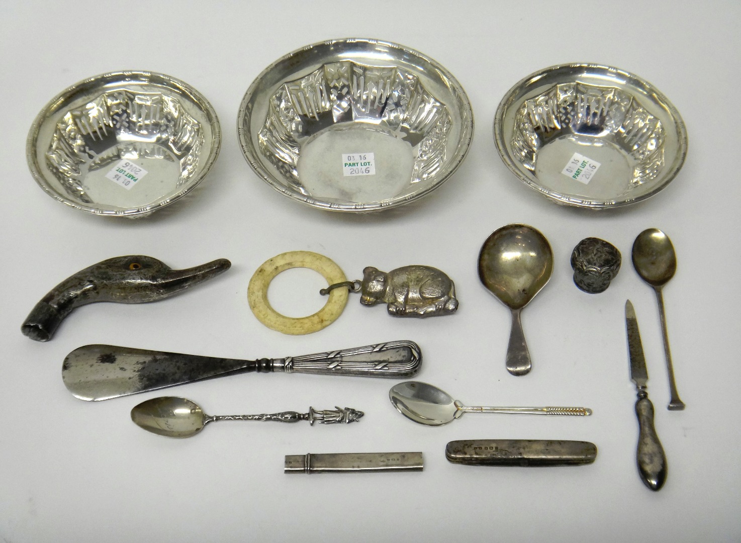 Appraisal: Three similar silver bonbon dishes comprising one larger Sheffield and