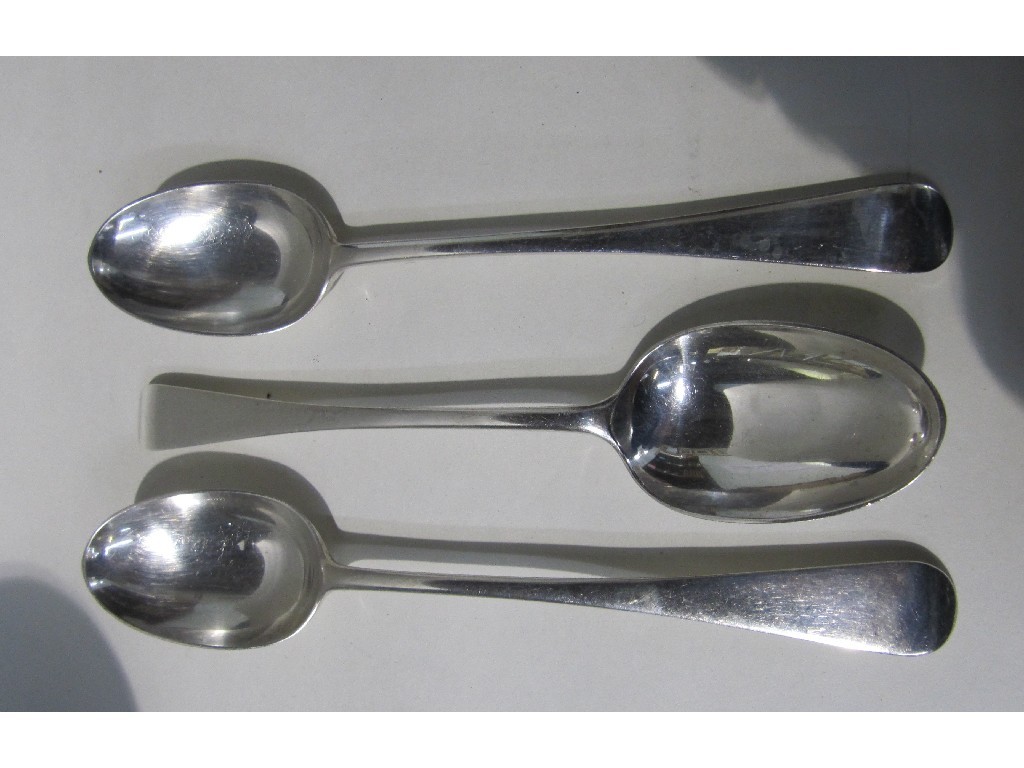 Appraisal: Set of three silver table spoons London