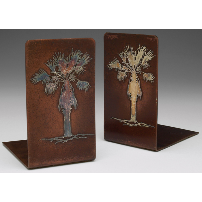 Appraisal: Heintz bookends pair palm tree design