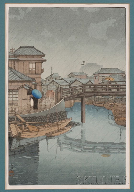 Appraisal: Hasui Print of a Rain Scene first half th century