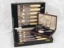 Appraisal: Silver plate A boxed set of six fish knives and