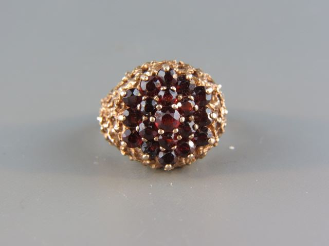 Appraisal: Garnet Ring rich gems in dome style in antique k