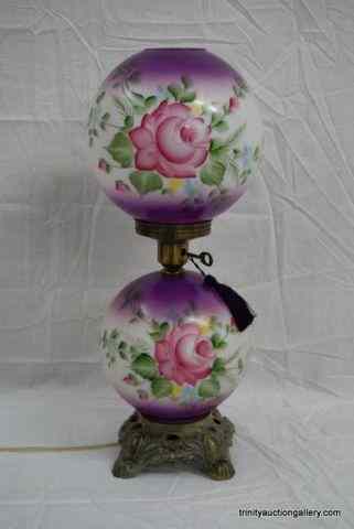 Appraisal: Vintage Gone with the Wind Style Hand Painted LampThis is