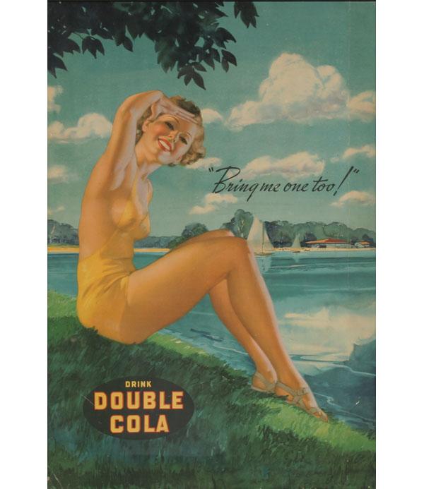 Appraisal: Drink Double Cola Bring Me One Too pin-up ad advertising