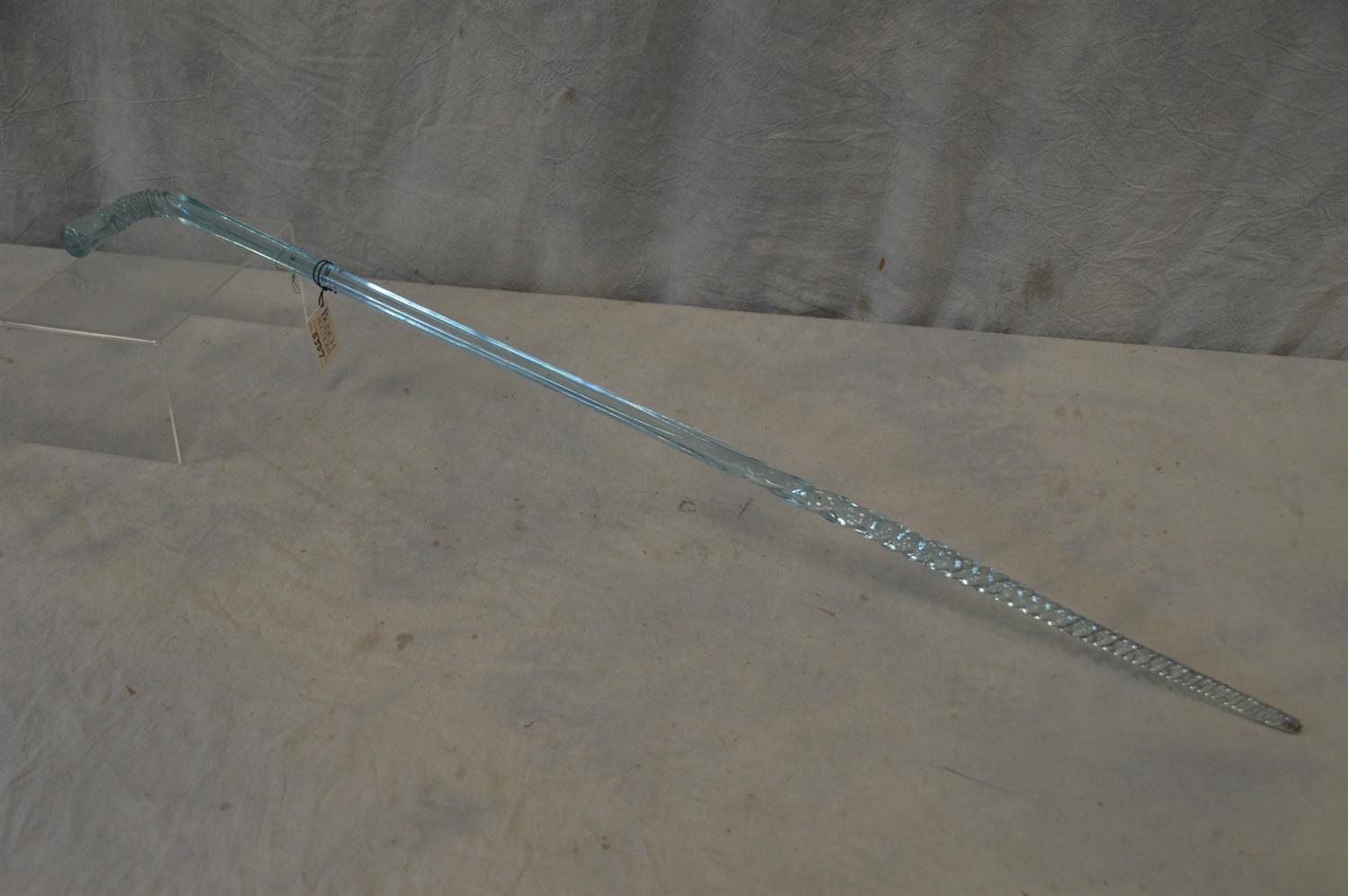 Appraisal: Jersey Blue-green glass whimsey cane South Jersey twisted base handle