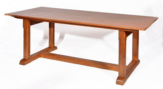 Appraisal: A STANLEY WEBB DAVIES OAK REFECTORY TABLE made by Fred