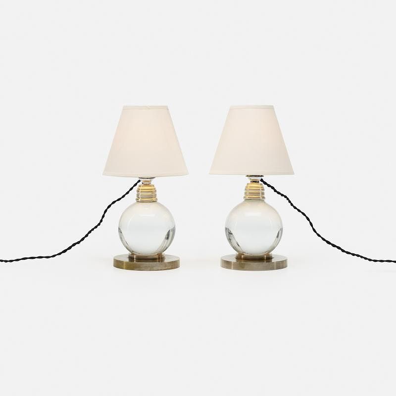 Appraisal: Jacques Adnet table lamps model pair Jacques Adnet table lamps