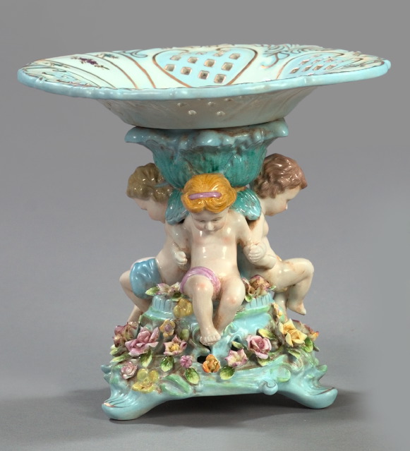 Appraisal: Germano-Bohemian Pierced and Flowerhead-Bedecked Porcelain Circular Sweetmeat Stand first quarter