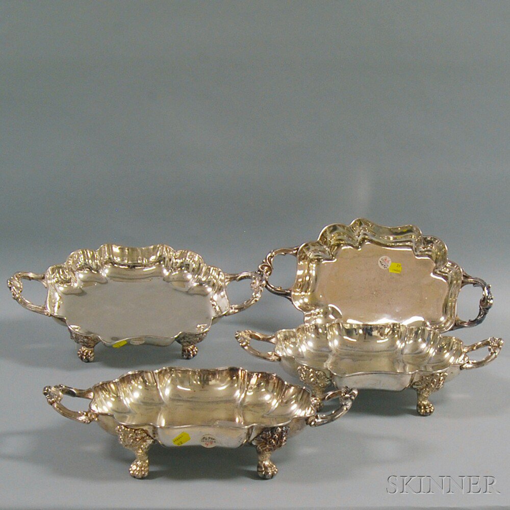 Appraisal: Set of Four Silver-plated Shaped Footed Dishes unmarked each dish