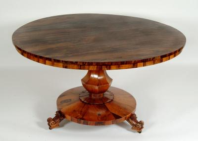 Appraisal: A VICTORIAN ROSEWOOD BREAKFAST TABLE the circular tip up top