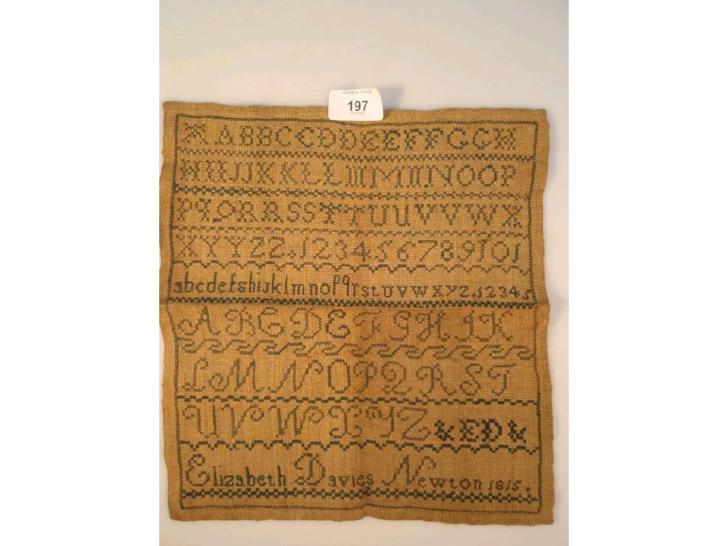 Appraisal: An early thC silk needlework sampler by 'Elizabeth Davies Newton