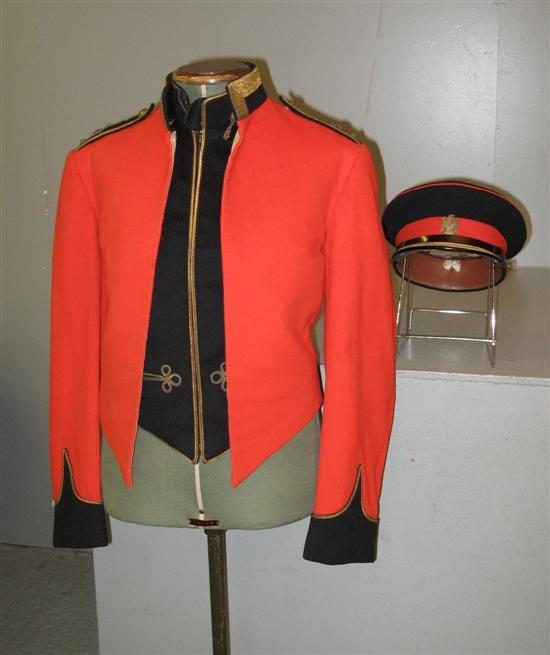 Appraisal: Royal Dragoons officers dress coat and cap cap with gold