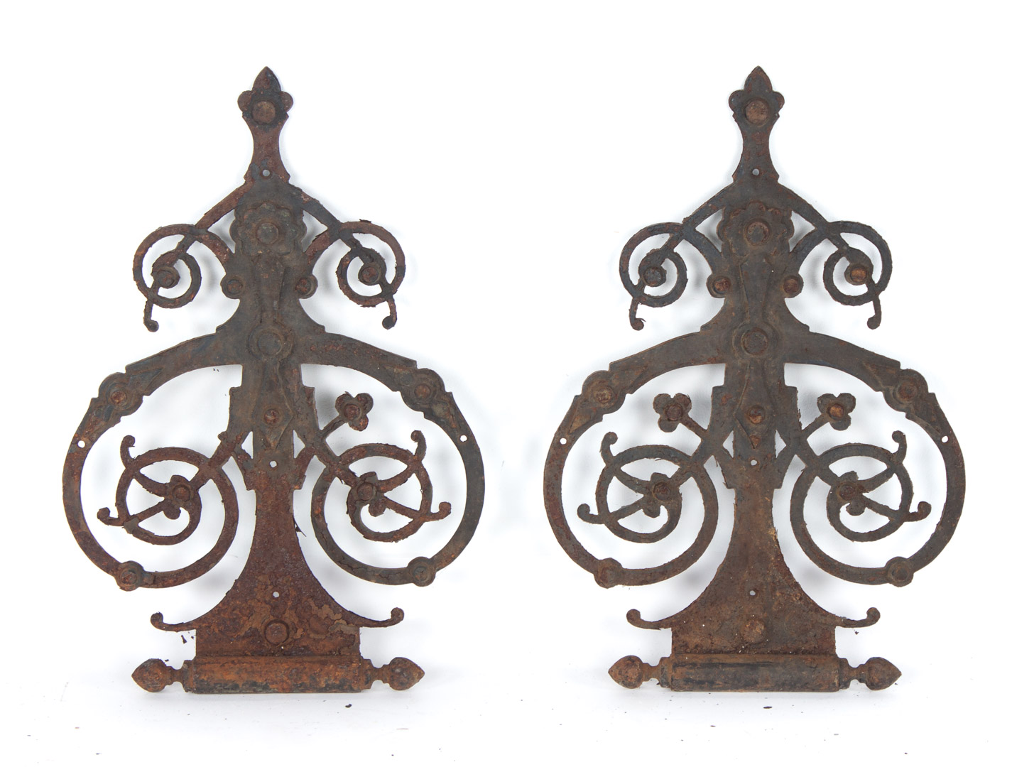 Appraisal: Pr of Victorian wrought iron hinges or gate pieces comprising