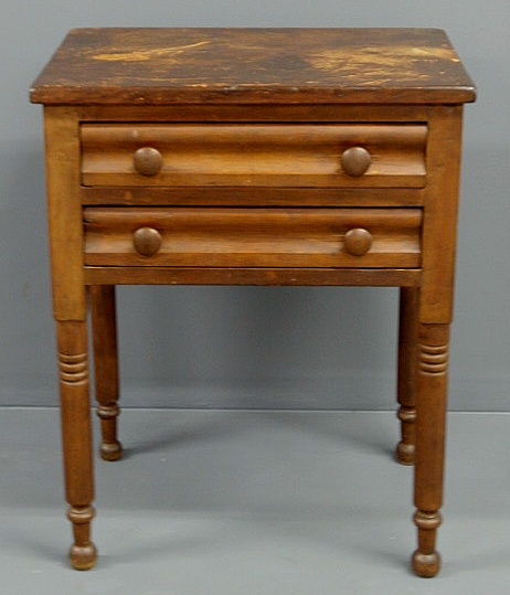 Appraisal: Sheraton pine two-drawer work table h top x