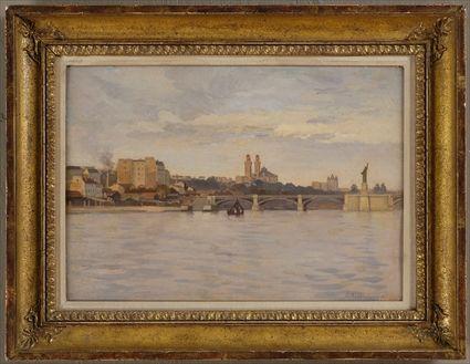 Appraisal: G T GUILLERMOT TH C RIVER VIEW Oil on wood