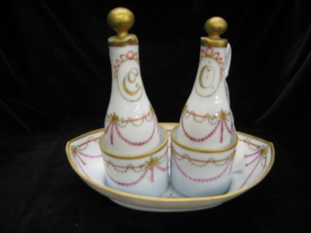 Appraisal: French Victorian Opaque Art Glass Creut Set boat style base